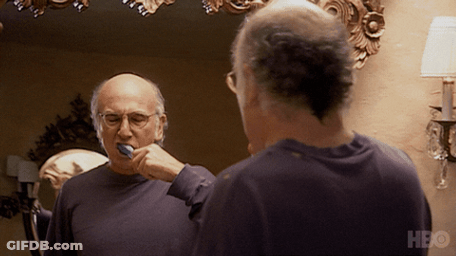 Curb Your Enthusiasm Larry David Brushing Teeth GIF