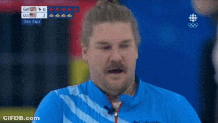 Curling Athlete Matt Hamilton Brushing Shoulders GIF