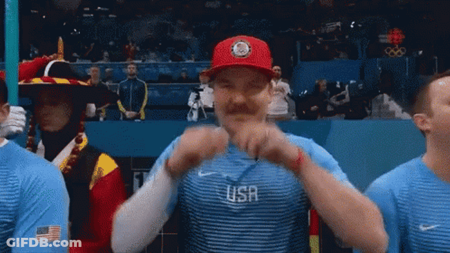 Curling Athlete Matt Hamilton Pointing GIF