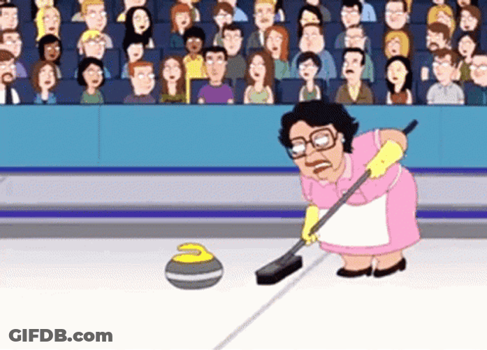 Curling Cartoon Grandma GIF