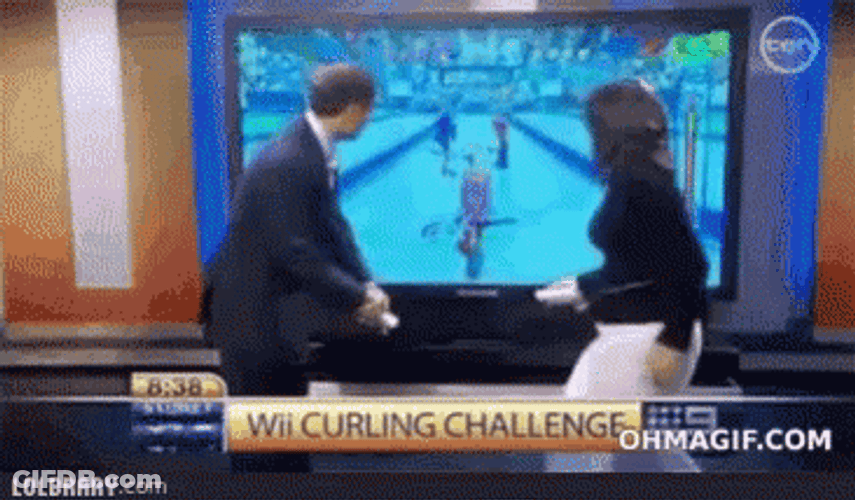 Curling In Wii Game GIF