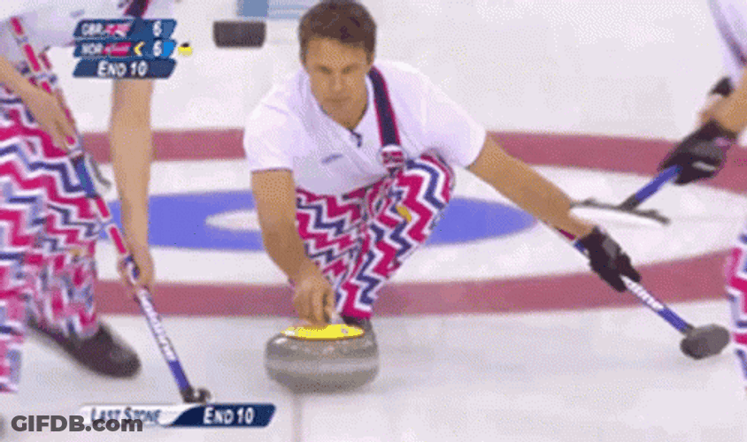 Curling Norway Team In Stripes Pants GIF