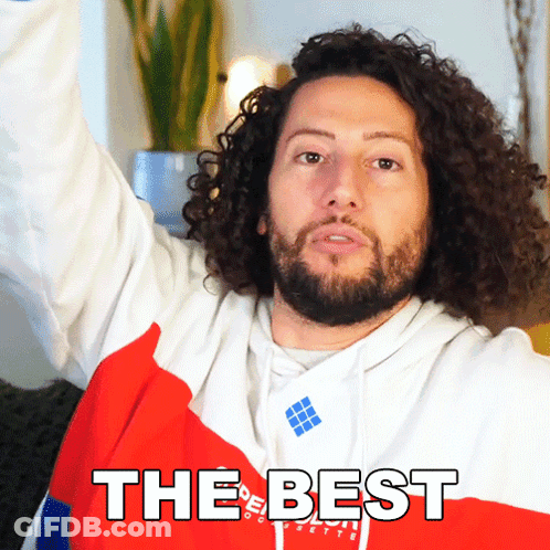 Curly Bearded Man Red White Blue Sweatshirt Best GIF