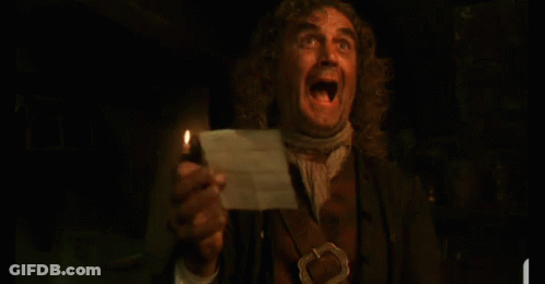 Curly Hair Man Holding Paper Mouth Open GIF