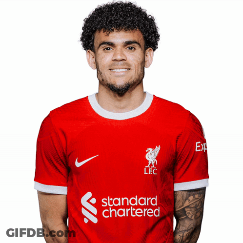 Curly Hair Man In Red Standard Chartered Shirt GIF
