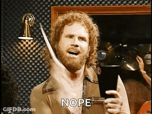 Curly Haired Bearded Man Holding Drum Stick Saying Nope GIF