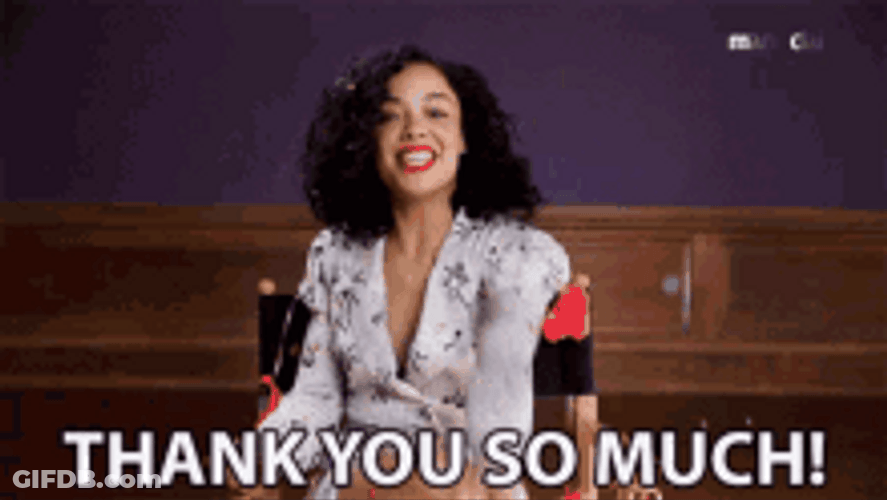 Curly-Haired Lady Throwing Confetti Thank You So Much GIF