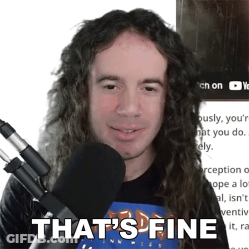 Curly Haired Man At Microphone Says That's Fine GIF