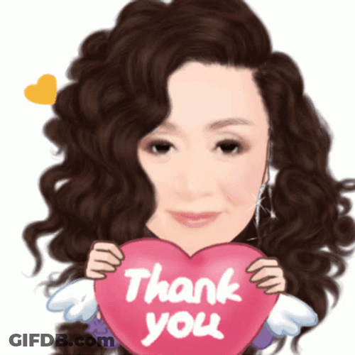 Curly Woman Animated Thank You GIF