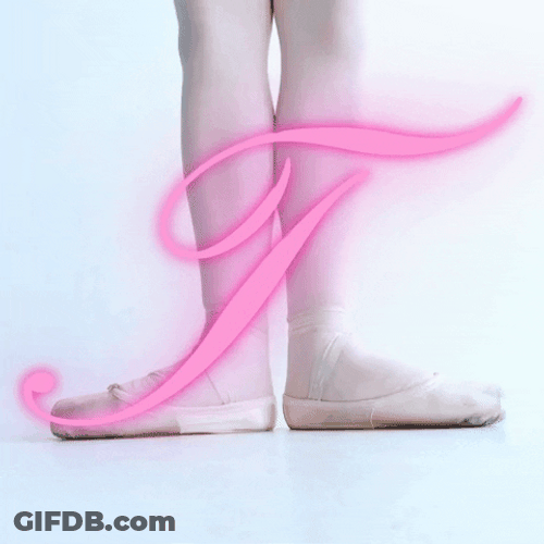 Cursive Letter T Featuring Ballerina Feet GIF