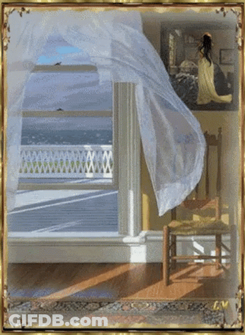 Curtain Opening By Blowing Wind GIF