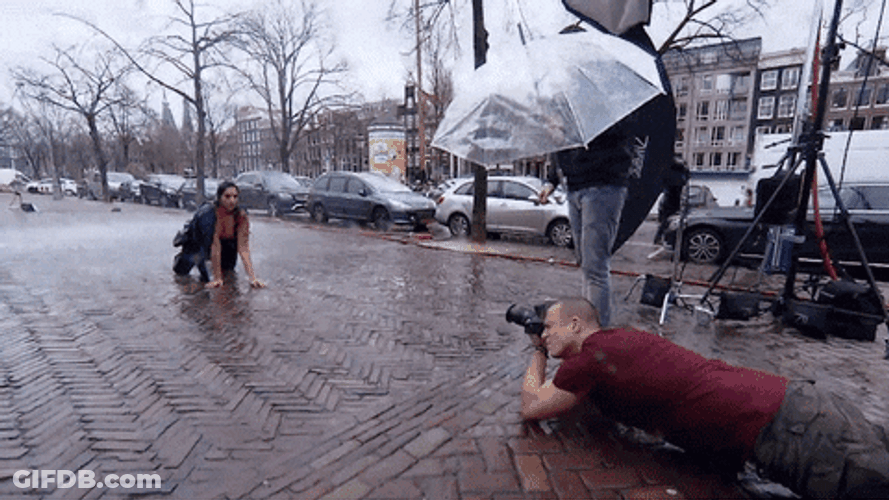 Curvy Model Photoshoot In The Rain GIF