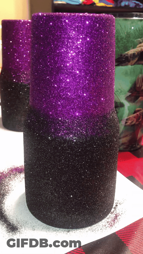 Customized Purple Black Glitter Tumbler GIF