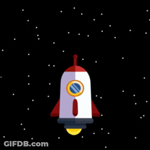 Cute 3D Rocket In Space GIF