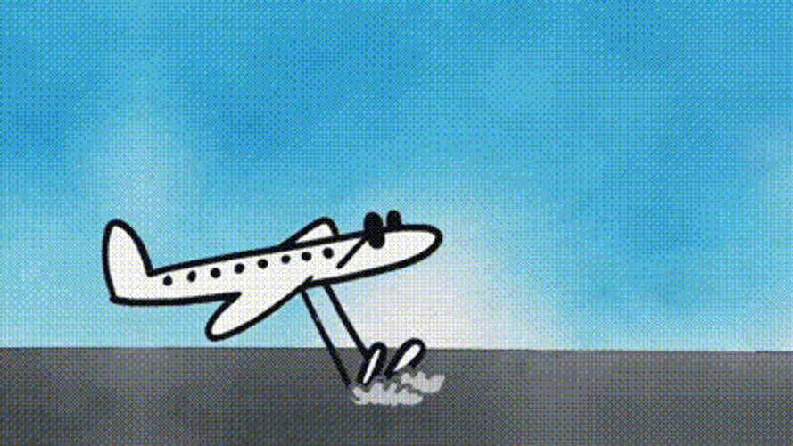 Cute Airplane Cartoon Landed GIF