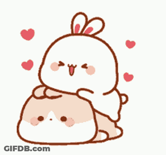 Cute And Playful Bunnies Couple Animation GIF