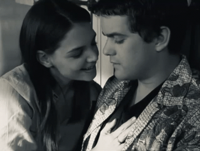 Cute And Sweet Couple Kiss On Cheek GIF