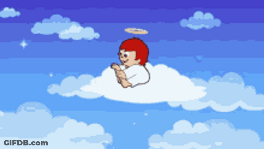 Cute Angel Sleeping On Clouds Animation GIF