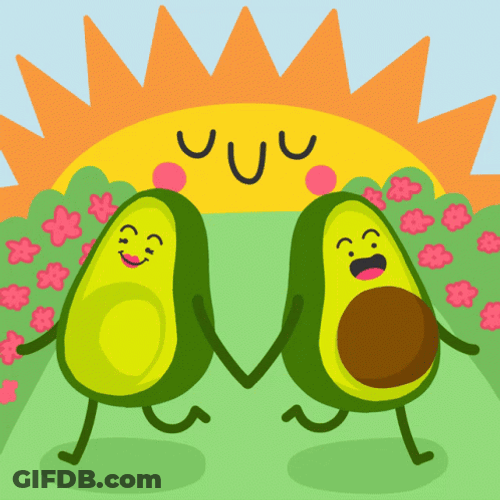 Cute Animated Avocado Walking Happy Spring GIF