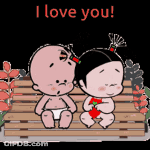 Cute Animated Babies I Love You GIF