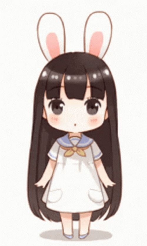 Cute Animated Bunny Girl Bowing GIF