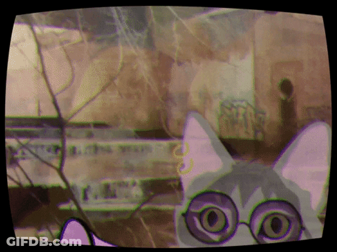Cute Animated Cat In Tv GIF