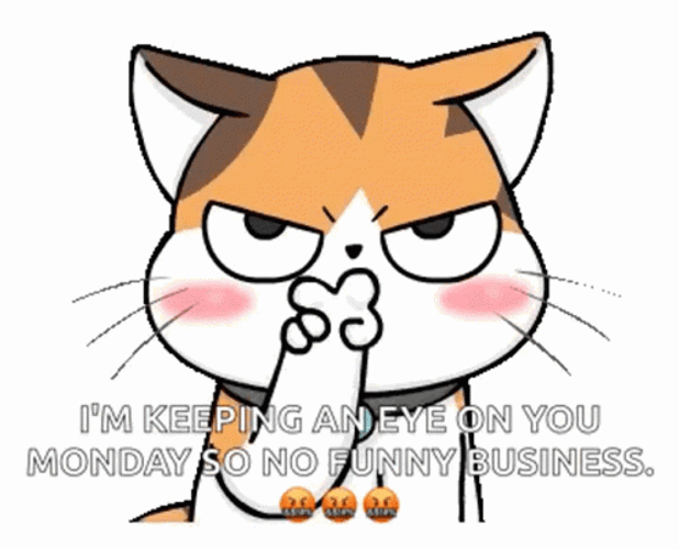 Cute Animated Cat Keeping Eye On Funny Monday GIF
