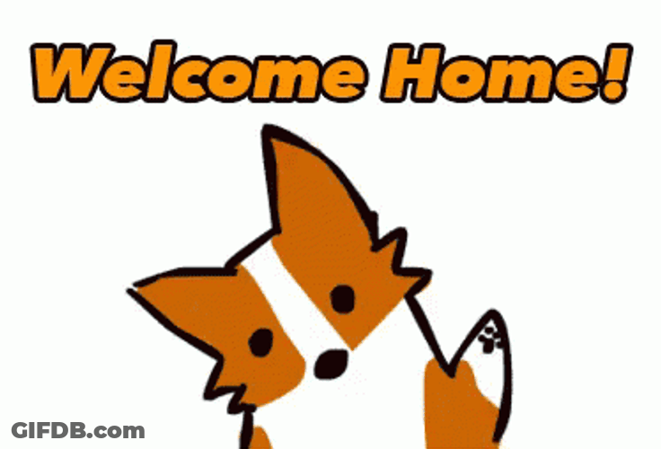 Cute Animated Corgi Welcome Home GIF