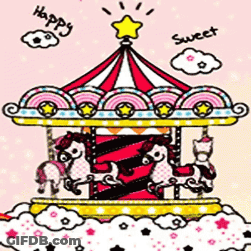 Cute Animated Merry Go Round GIF