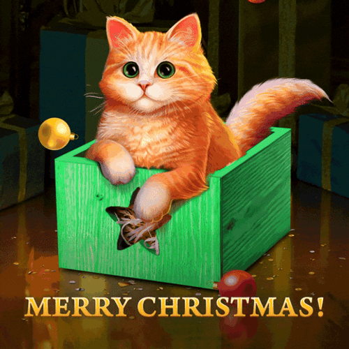 Cute Animated Orange Cat Religious Merry Christmas GIF