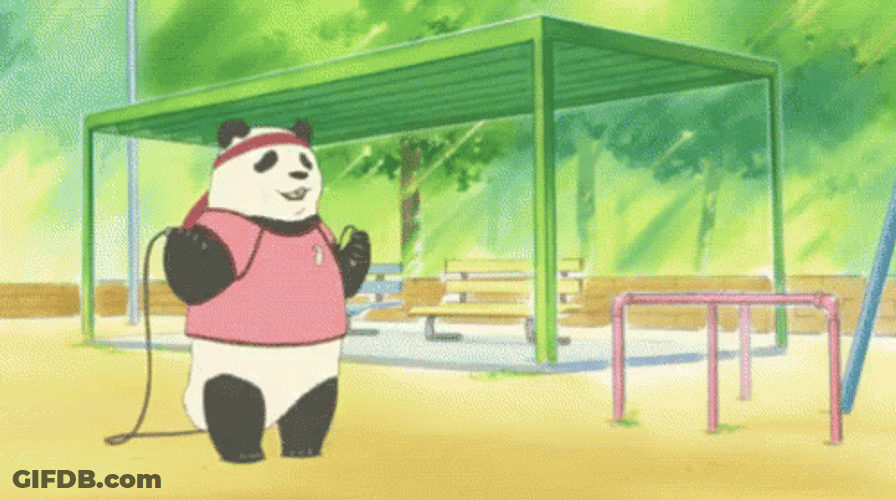 Cute Animated Panda Skipping Rope GIF