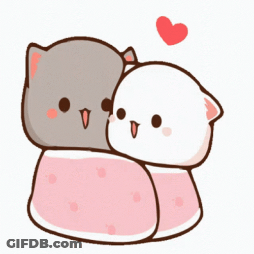 Cute Animated Peach Cat Hugging GIF
