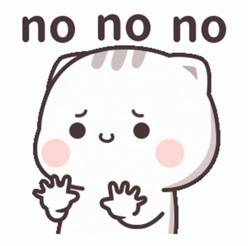 Cute Animated Peach Cat Shaking Head No GIF
