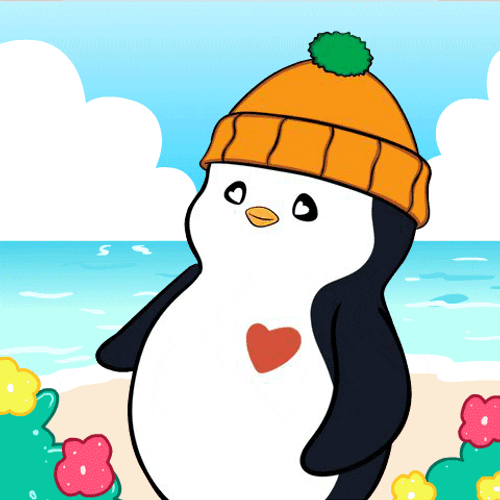 Cute Animated Pudgy Penguin Heart Pumping GIF