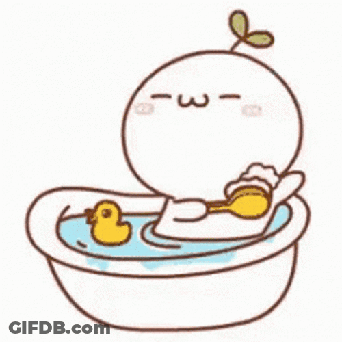 Cute Animated Quby Taking A Bath GIF