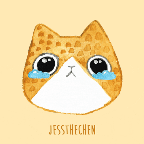 Cute Animated Sad Cat Crying GIF