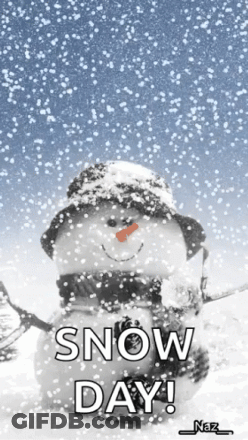 Cute Animated Snow Man Outside On Snow Day GIF