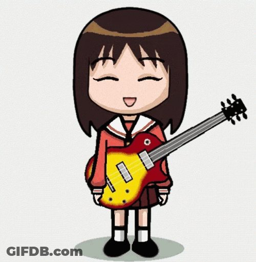 Cute Animated Strumming Guitar Girl GIF