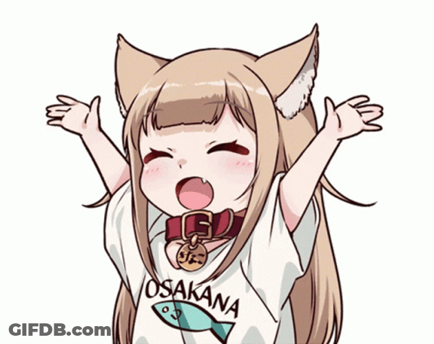 Cute Anime Cat Kinako Osakana Cheerful GIF
