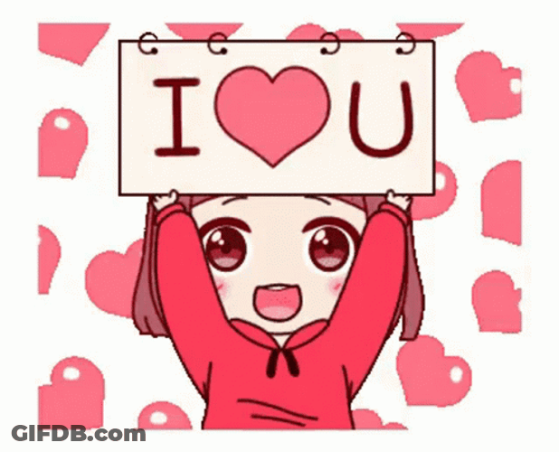 Cute Anime Girl I Love You Cardboard GIF