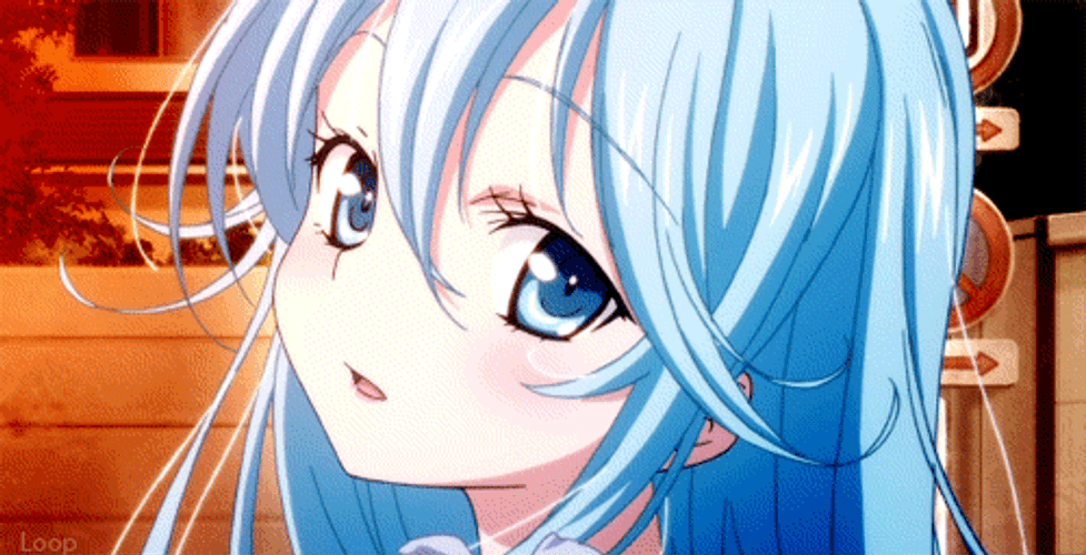 Cute Anime Girl With Blue Hair GIF