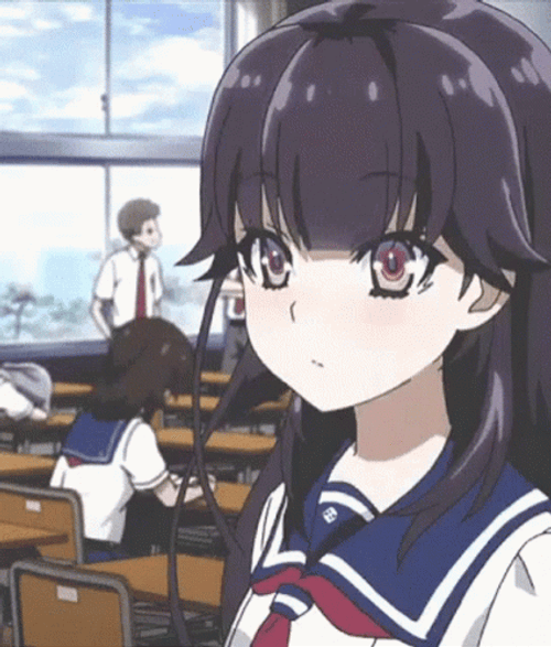 Cute Anime Homura Grumpy Pout GIF