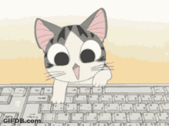 Cute Anime Kitten Typing Cat GIF