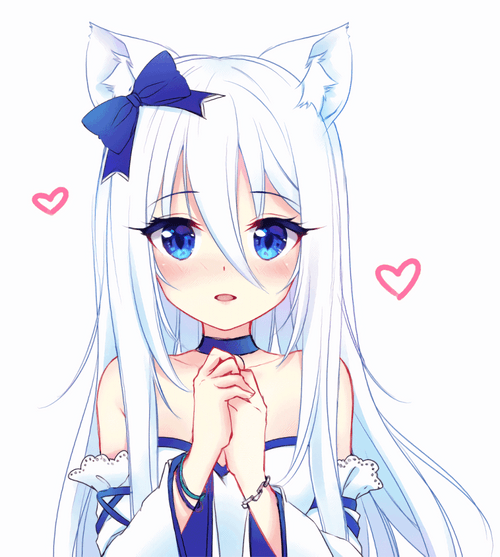 Cute Anime White Hair Girl GIF