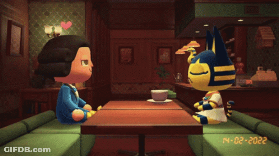 Cute Ankha Dining With Friend GIF