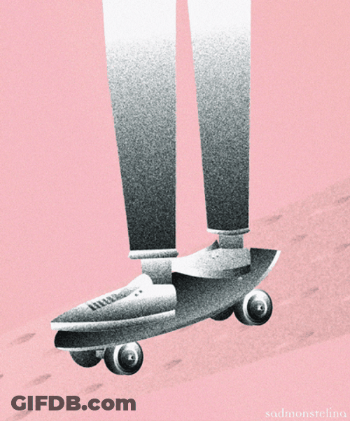 Cute Art Skateboard Ride GIF