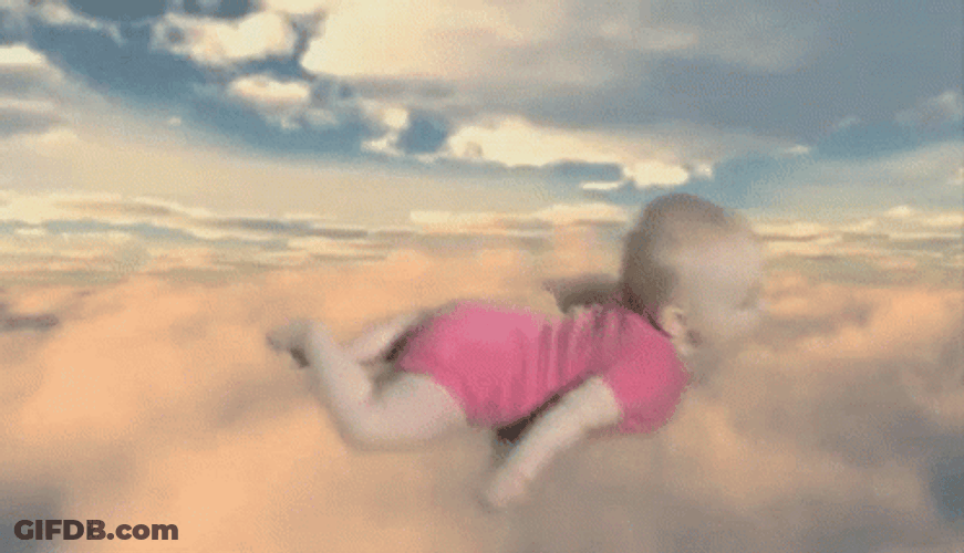 Cute Baby Flying Digital Illusion GIF