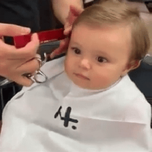 Cute Baby Getting First Haircut GIF