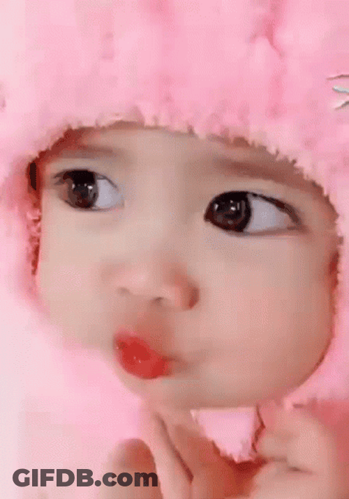 Cute Baby Girl In Pink Pouting GIF