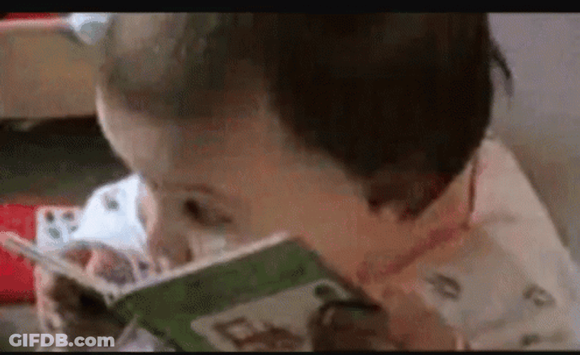 Cute Baby Learning To Read GIF